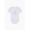Pretty Baby Queen Σετ 6 βρεφικά βαμβακερά κορμάκια κοντό μανίκι Λευκό Ροζ