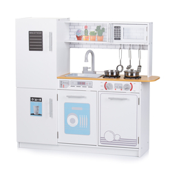 Chipolino Ξύλινη παιδική κουζίνα με 5pcs μεταλλικό σετ μαγειρικής και 1PCS LED DIWH02405553