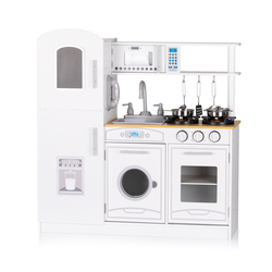 Chipolino Ξύλινη παιδική κουζίνα (85.5εκ.) με μεταλλικό σετ μαγειρέματος 5 τεμαχίων και φωτιστικό LED DIWH02401539