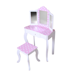 Chipolino Children's dressing table with stool, pink dots DIWH02501321