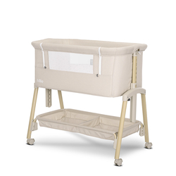 Lorelli Crib Millie Beige with Wooden Effect – Adjustable & Breathable Bedside Cot