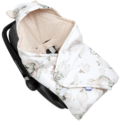 JUKKI Car Seat Blanket with Hood Elephant’s Paradise