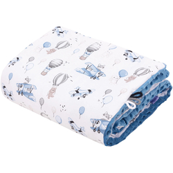 JUKKI Soft Baby Blanket 100x140cmBalloon Travel Blue & Denim Minky