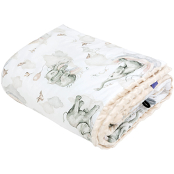 JUKKI Soft Baby Blanket 100x140cm Elephant’s Paradise & Ecru Minky