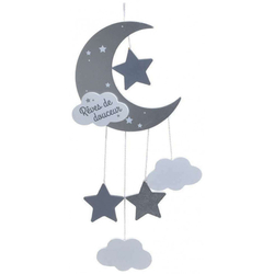 Διακοσμητικό τοίχου Atmosphera Ξύλινο Φεγγαράκι 16 x 44 cm - Γκρι 158583B