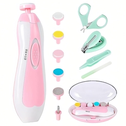 Oem Electric Baby Nail Care 12 in 1 with 6 Replacement Heads Pink