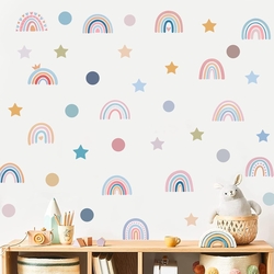 OEM Αυτοκόλλητα Τοίχου 76 τμχ Διακόσμηση για Παιδικό Δωμάτιο Rainbow Colourful
