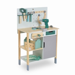 Moni Toys Wooden Workbench – Kids Tool Set with Tools & Chalkboard, EN 71 W03D234 3801005602087