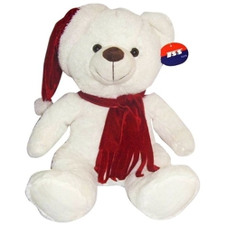 Λούτρινο Αρκουδάκι Με Κασκόλ 30 cm Xmasfest -113848 White