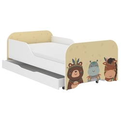 Παιδικό Κρεβάτι Miki 160 x 80 cm με Συρτάρι + Δώρο Στρώμα - Indian Safari