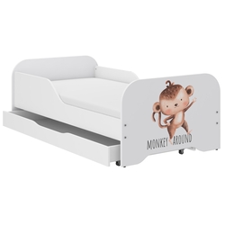 Παιδικό Κρεβάτι Miki 160 x 80 cm με Συρτάρι + Δώρο Στρώμα - Monkey Around