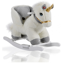 Cangaroo Moon Λούτρινος Κουνιστός Μονόκερος Με Ήχους και Ξύλινη Βάση WJ6188 Λευκός 3800146230814