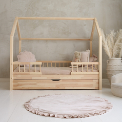 Luletto Bello Duo Plus – Παιδικό Κρεβάτι Σπιτάκι με Κάγκελα & Συρτάρι Ύπνου