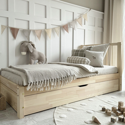 Luletto Simple Bello Plus Ξύλινο Παιδικό Κρεβάτι με Πλάτη & Συρτάρι Ύπνου