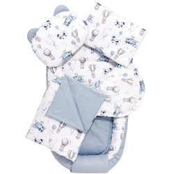 Jukki Baby Nest XXL For Babies 65x120 Set 5 pcs Balloon Travel Blue