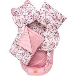 Jukki Baby Nest XXL For Babies 65x120 Set 5 pcs Roses & Smokey pink Soft Velvet