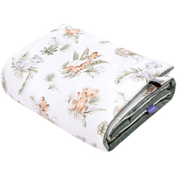 JUKKI Soft Baby Blanket 100x140cm Savanna Fun & Olive Velvet