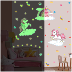 Kairne Phosphorescent Wall Stickers For Kids Room Castle Unicorn X001FIRQAL