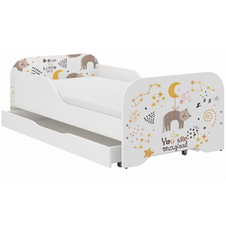 Miki Toddler Children Kids Bed Including Mattress + Drawer 160x80cm - Kitten