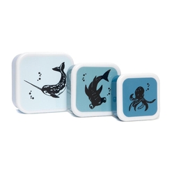 Petit Monkey Lunchbox Σετ Δοχεία Φαγητού 3ων Τεμαχίων Sea Animals PTM-LB21