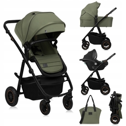 Lionelo Amber Plus 3-σε-1 Πολυκαρότσι με κάθισμα αυτοκινήτου ADAC Green Forest