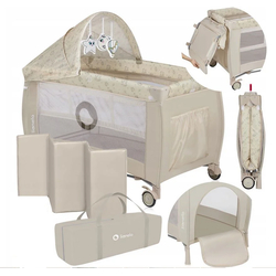 Lionelo Sven Plus 2 in 1  Παρκοκρέβατο με αξεσουάρ Beige Latte