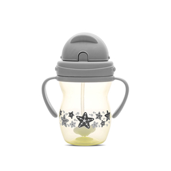 Lorelli Κύπελλο με Καλαμάκι και Λαβές Grey/Yellow 240ml