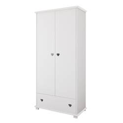 Δίθυρη ντουλάπα με συρτάρι Serca 83x46x183 cm Λευκό