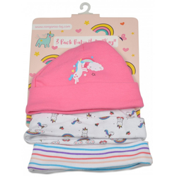 Moni Kay Βαμβακερά Βρεφικά Σκουφάκια για Νεογέννητο 3 τεμάχια Κορίτσι 3800146265502