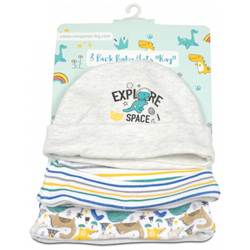 Moni Kay Βαμβακερά Βρεφικά Σκουφάκια για Νεογέννητο 3 τεμάχια Unisex 3800146265519