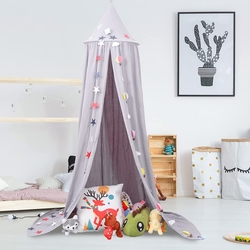 OEM Large Princess Bed Canopy Net For Kids Room 50x240cm Star Cloud Grey D003G