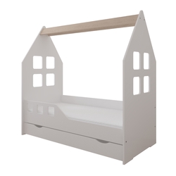 Montessori Olaf Children's Bed with Drawer & Barrier White Oak