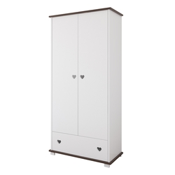 Δίθυρη ντουλάπα με συρτάρι Serca 83x46x183 cm White Walnut