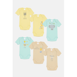 Pretty Baby Elephant Set of 6 Baby Cotton Bodysuits Short Sleeve Multicolor