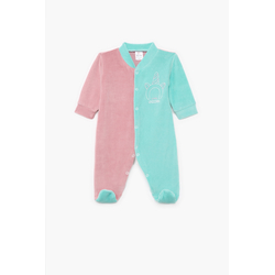Pretty Baby Winter Velour Baby Sleepsuit Long Sleeve Unicorn Pink Green