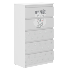 Children's Chest of Drawers R5 70x40x121cm White Bear