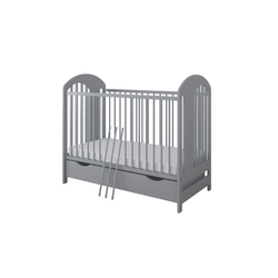 Tymon Baby Crib 60x120cm 3 Levels (FREE mattress, Drawer) Grey
