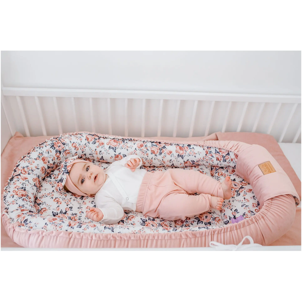 Jukki Baby Nest Cocoon Φωλιά Για Βρέφη 100x55 Διπλής Όψης Roses Βελούδο