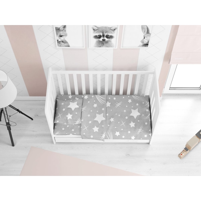 Dimcol ΦΑΝΕΛΕΝΙΑ ΣΕΝΤΟΝΙΑ ΕΜΠΡΙΜΕ ΣΕΤ 3 τεμ bebe Star 38 120Χ160 Grey Flannel cotton 100%