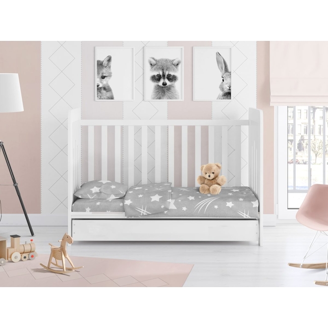 Dimcol ΦΑΝΕΛΕΝΙΑ ΣΕΝΤΟΝΙΑ ΕΜΠΡΙΜΕ ΣΕΤ 3 τεμ bebe Star 38 120Χ160 Grey Flannel cotton 100%