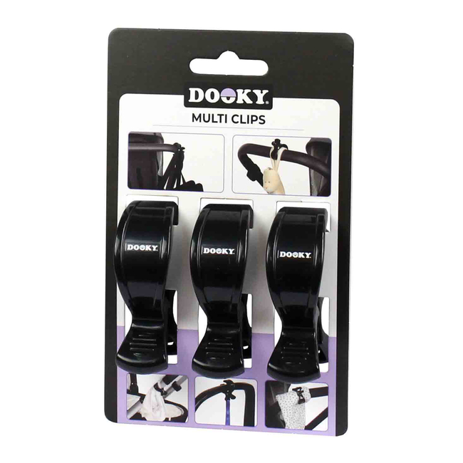Dooky Πολυχρηστικά κλιπς καροτσιού σετ των 3 -Black