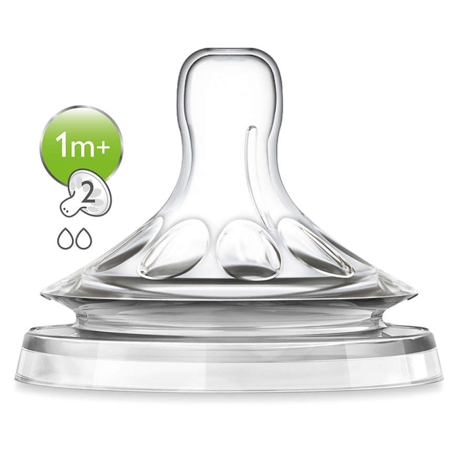 Philips Avent SCF042/27 Θηλές σιλικόνης Natural 2 οπών (2 τεμάχια) 1M+