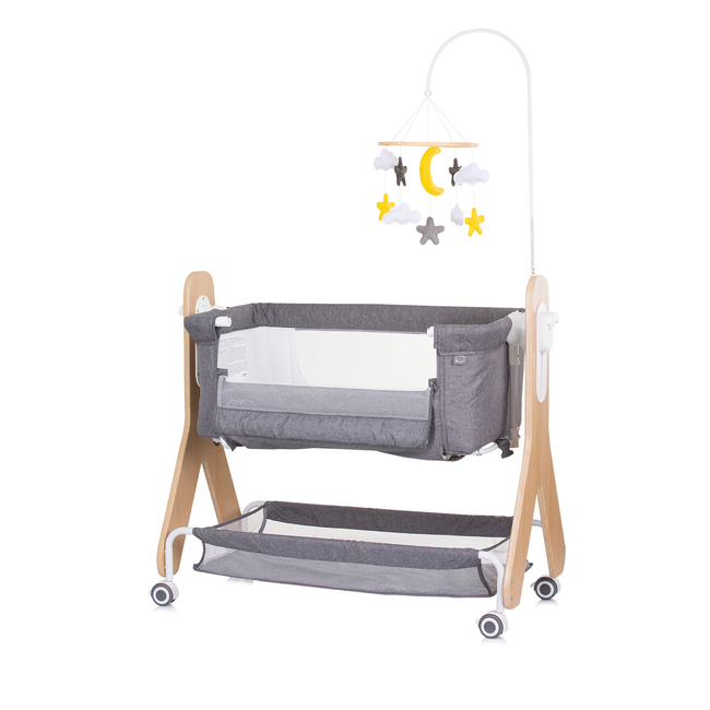 Chipolino Λίκνο με πτυσσόμενο πλευρό "Heart2Heart" γραφίτης KOSH2H02301GT (Δώρο Super Απαλή Κουβερτούλα)