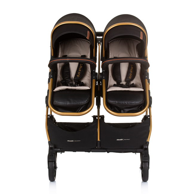 Chipolino Twin Stroller Duo Smart obsidian / gold KBDS02401OG