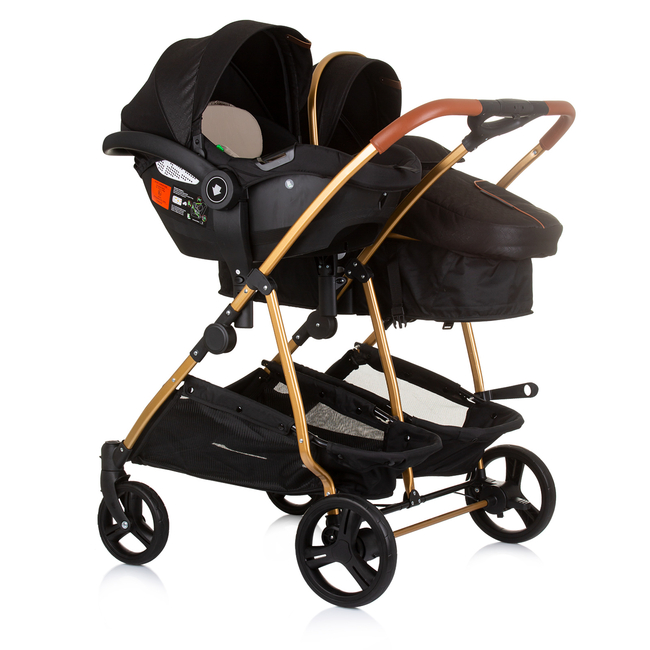 Chipolino Twin Stroller Duo Smart obsidian / gold KBDS02401OG