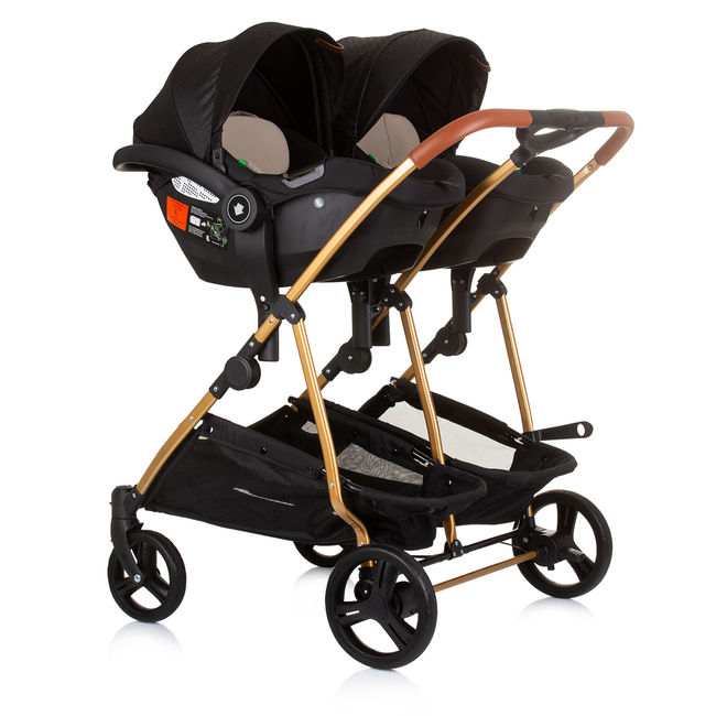 Chipolino Twin Stroller Duo Smart obsidian / gold KBDS02401OG