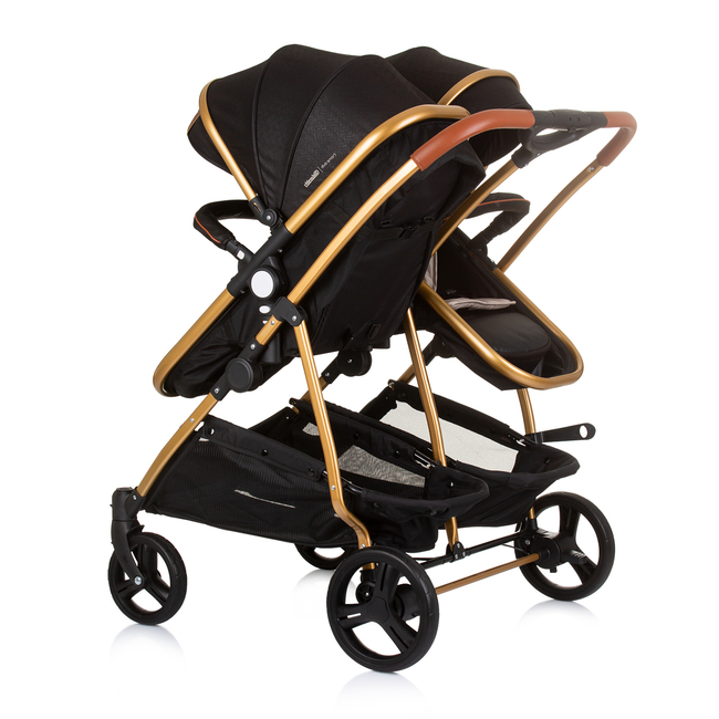 Chipolino Twin Stroller Duo Smart obsidian / gold KBDS02401OG