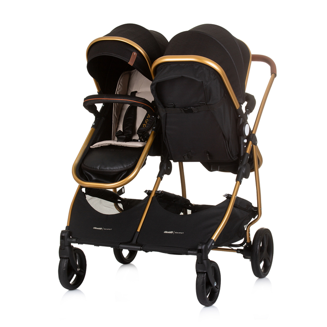 Chipolino Twin Stroller Duo Smart obsidian / gold KBDS02401OG