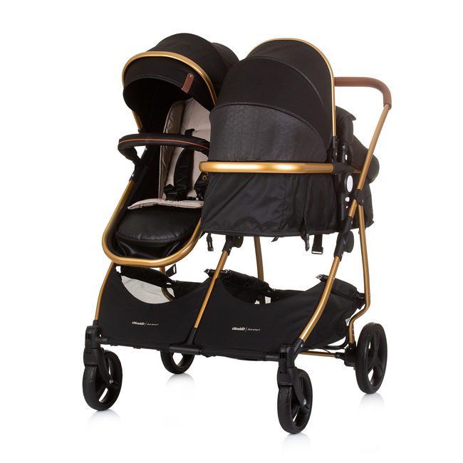 Chipolino Twin Stroller Duo Smart obsidian / gold KBDS02401OG