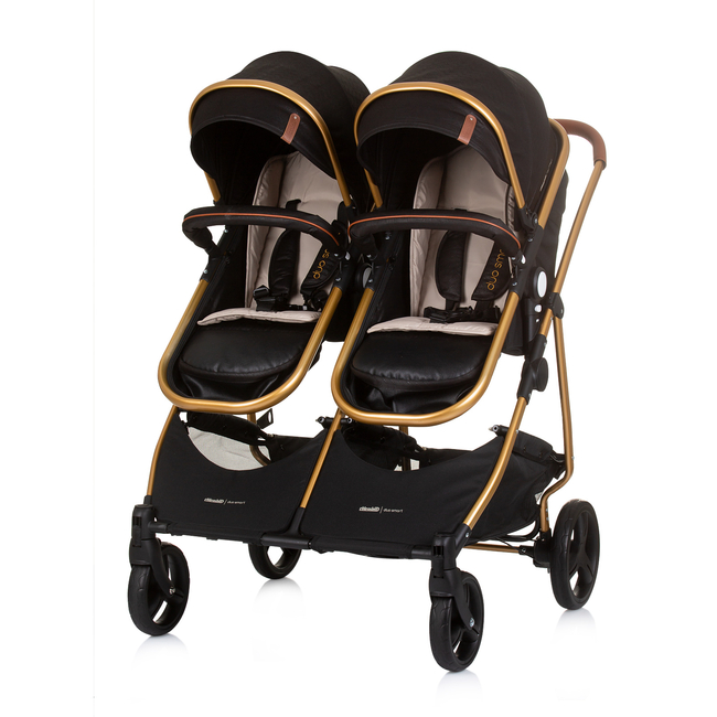 Chipolino Twin Stroller Duo Smart obsidian / gold KBDS02401OG